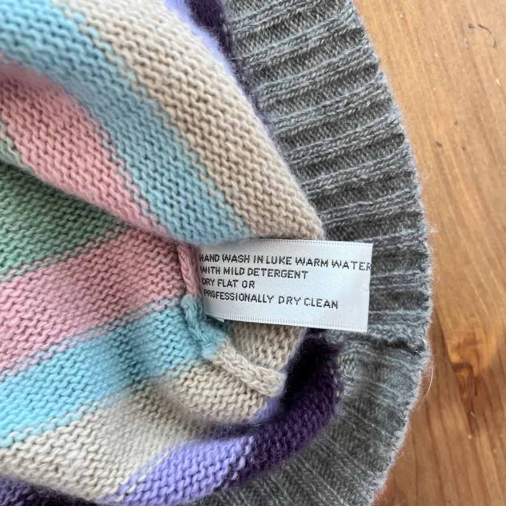 Vintage 90s Sutton Studio Cashmere Sweater Women's Small Striped Pastels Classic - Picture 10 of 12